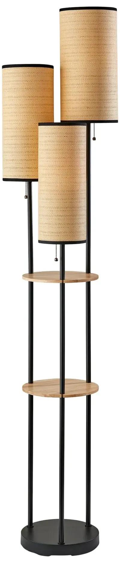 Trio Floor Lamp- Black and Antique Brass