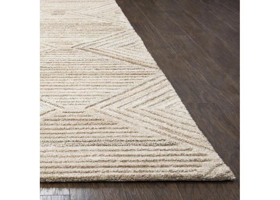 Suffolk Tan/Natural Geometric/Solid Wool 5' x 8' Rectangle Rug