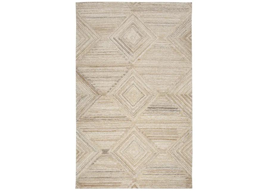 Suffolk Tan/Natural Geometric/Solid Wool 5' x 8' Rectangle Rug