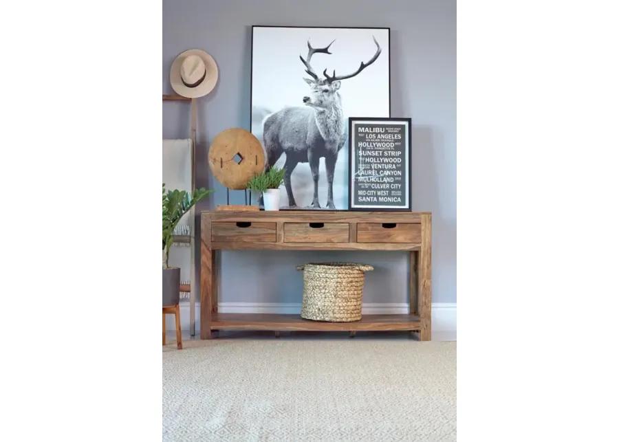 Esther 3-drawer Storage Console Table Natural Sheesham