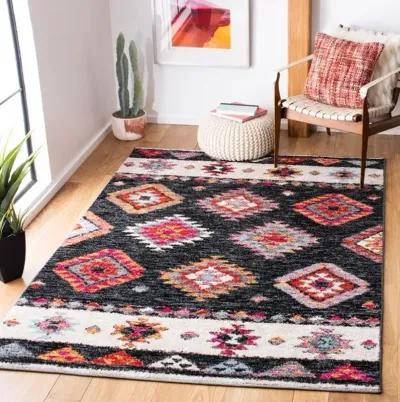 ADIRONDACK Contemporary Black / Red 6' X 6' Square Powerloomed Rug