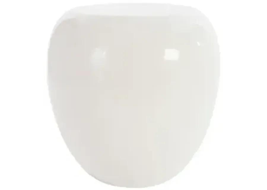 river stone side table, gel coat white