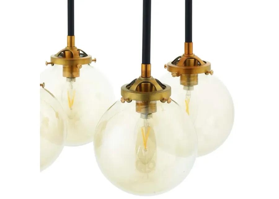 Ambition Amber Glass And Antique Brass 8 Light Pendant Chandelier