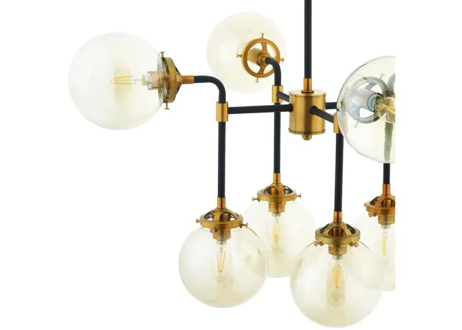 Ambition Amber Glass And Antique Brass 8 Light Pendant Chandelier