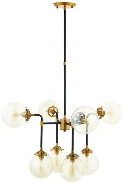 Ambition Amber Glass And Antique Brass 8 Light Pendant Chandelier