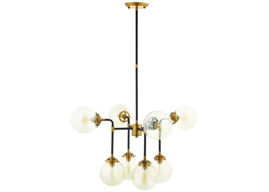 Ambition Amber Glass And Antique Brass 8 Light Pendant Chandelier