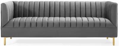 Shift Channel Tufted Performance Velvet Sofa