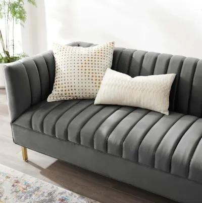 Shift Channel Tufted Performance Velvet Sofa