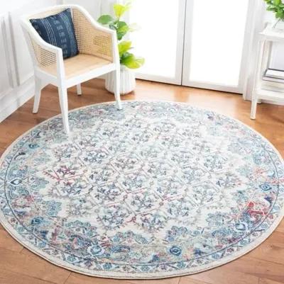 Brentwood 869 Ivory / Blue 8' X 8' Round Round Powerloomed Rug