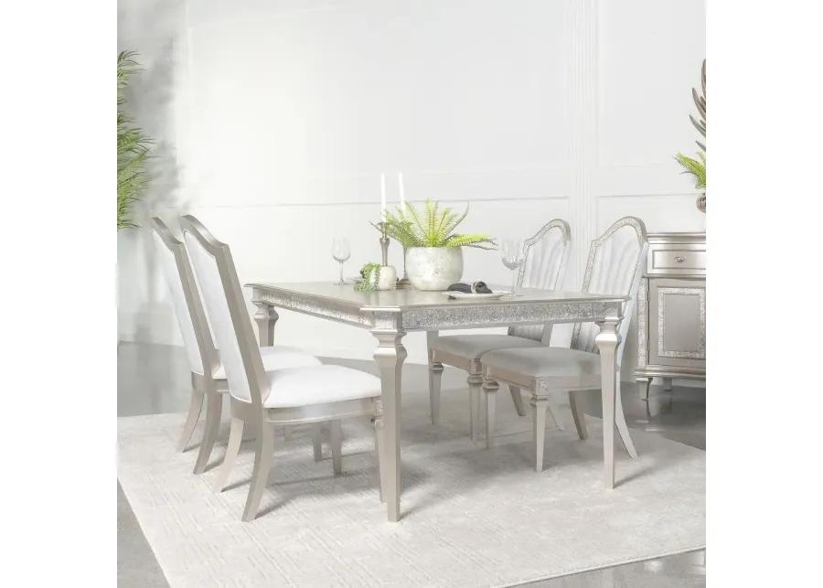 Evangeline 5-piece Dining Table Set with Extension Leaf Ivory and Silver Oak