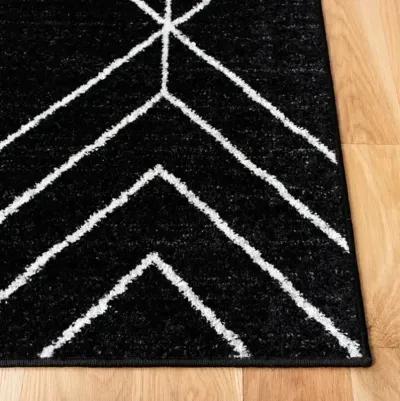 ADIRONDACK Contemporary Black / Ivory 2'-6" X 10' Powerloomed Rug