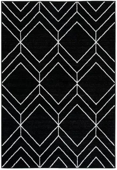 ADIRONDACK Contemporary Black / Ivory 2'-6" X 10' Powerloomed Rug