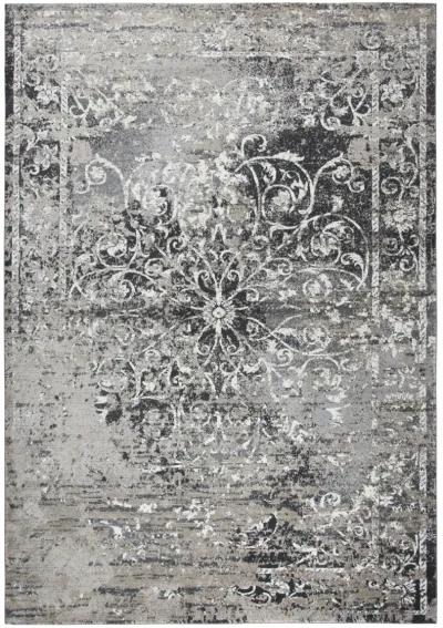 Panache Taupe/Gray Central Medallion Scroll work Distress  Polypropylene 9'10" x 12'6" Rectangle Rug