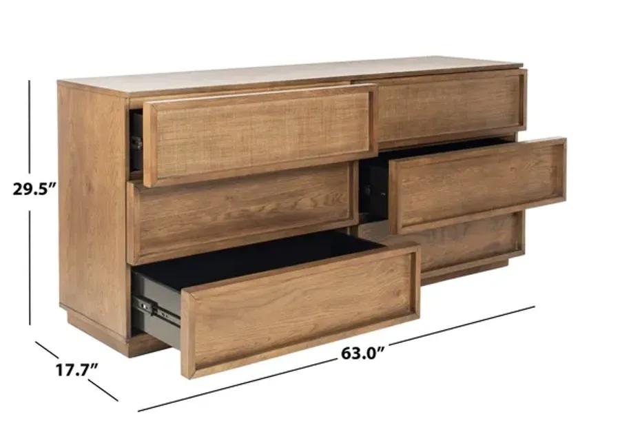 Zeus 6 Drawer Wood Dresser