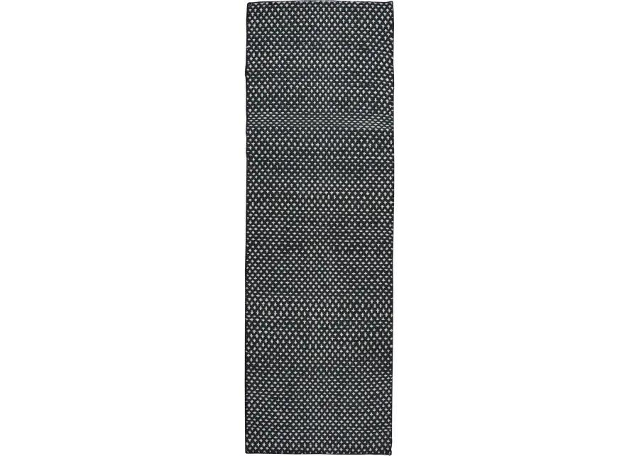 Ellington Black pattern  Jute / Wool  2'6" x 8' Runner Rug