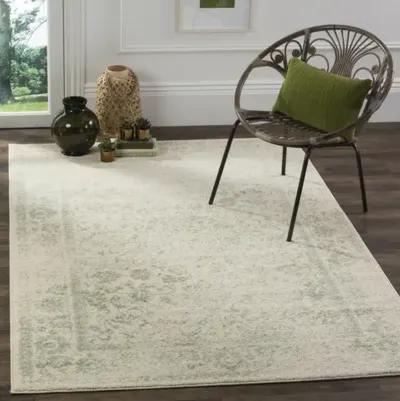 Adirondack Contemporary Ivory / Sage 8' X 8' Round Powerloomed Rug