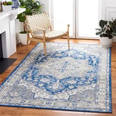 Brentwood 852 Navy / Grey 3' X 5' Small Rectangle Powerloomed Rug