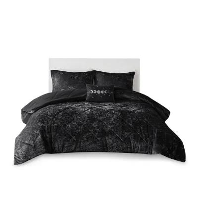 Intelligent Design Felicia Black Velvet Duvet Cover Set