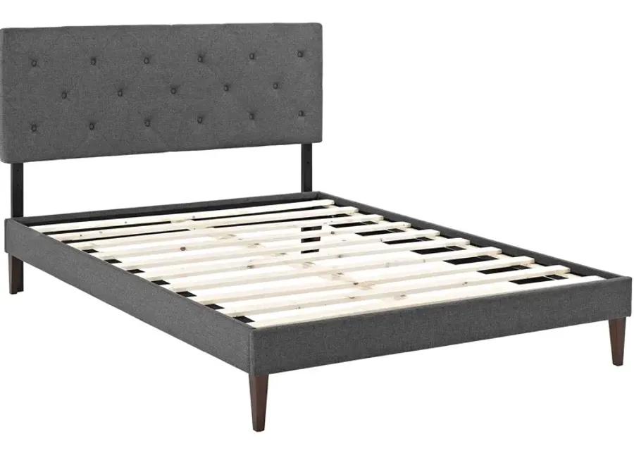 Tarah King Fabric Platform Bed with Squared Tapered Legs