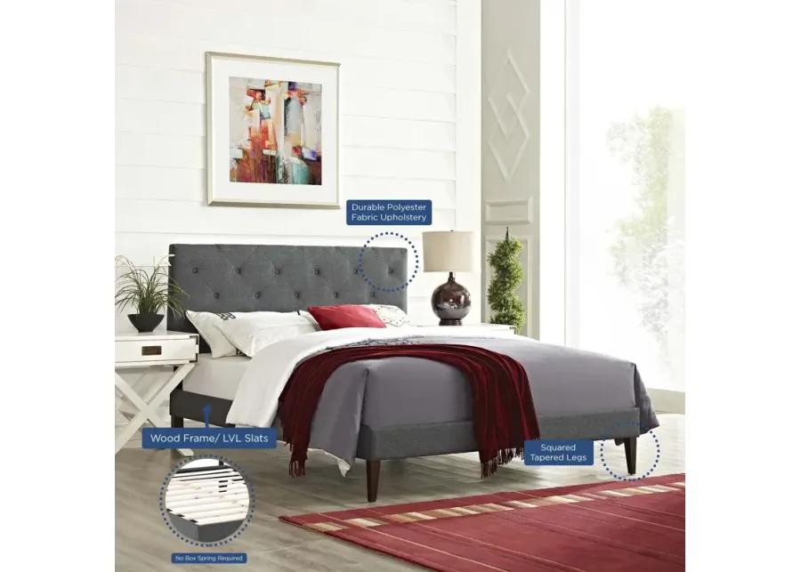 Tarah King Fabric Platform Bed with Squared Tapered Legs