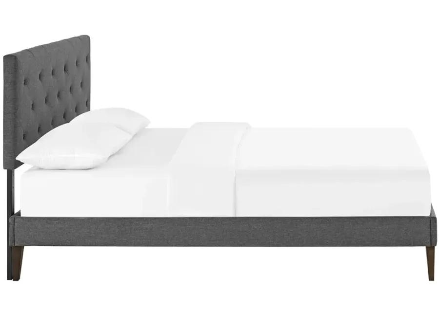 Tarah King Fabric Platform Bed with Squared Tapered Legs