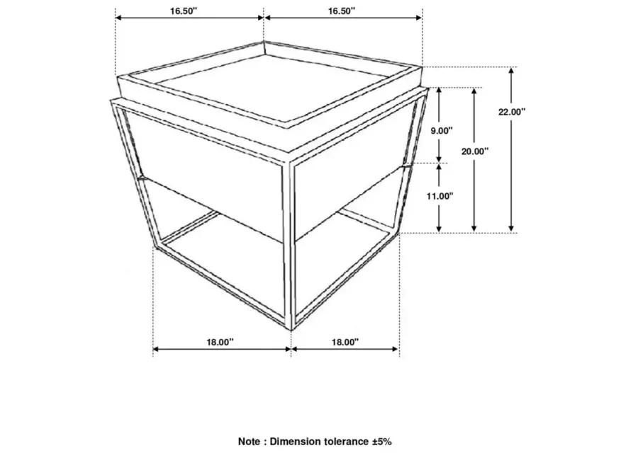 Ondrej Square Accent Table with Removable Top Tray Dark Brown and Gunmetal