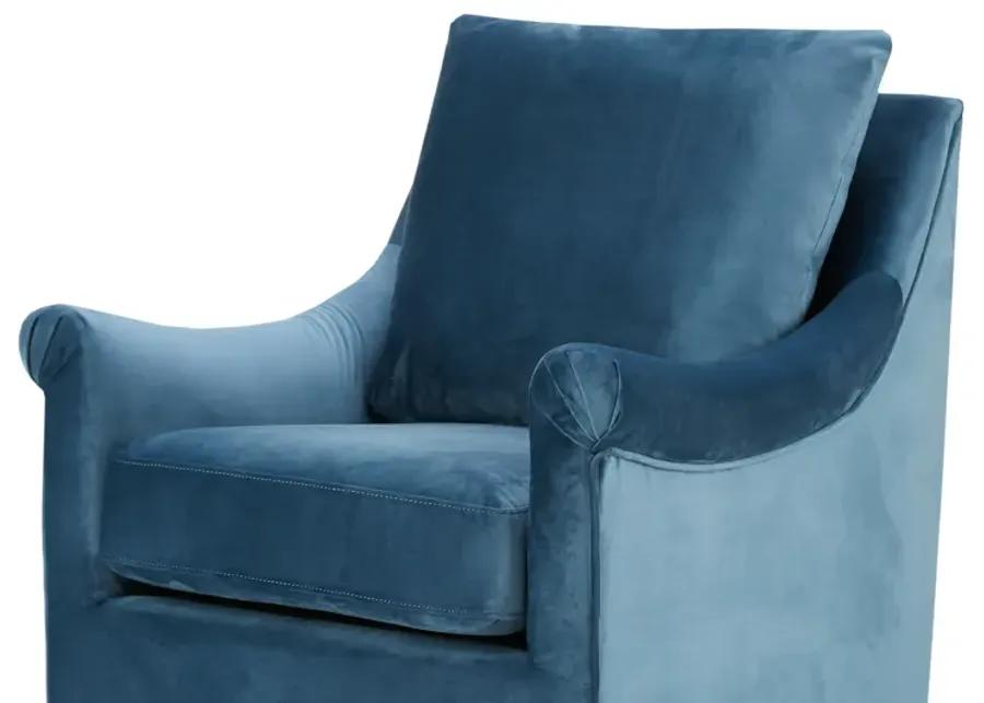 Madison Park Deanna Blue Upholstered Swivel Accent Chair