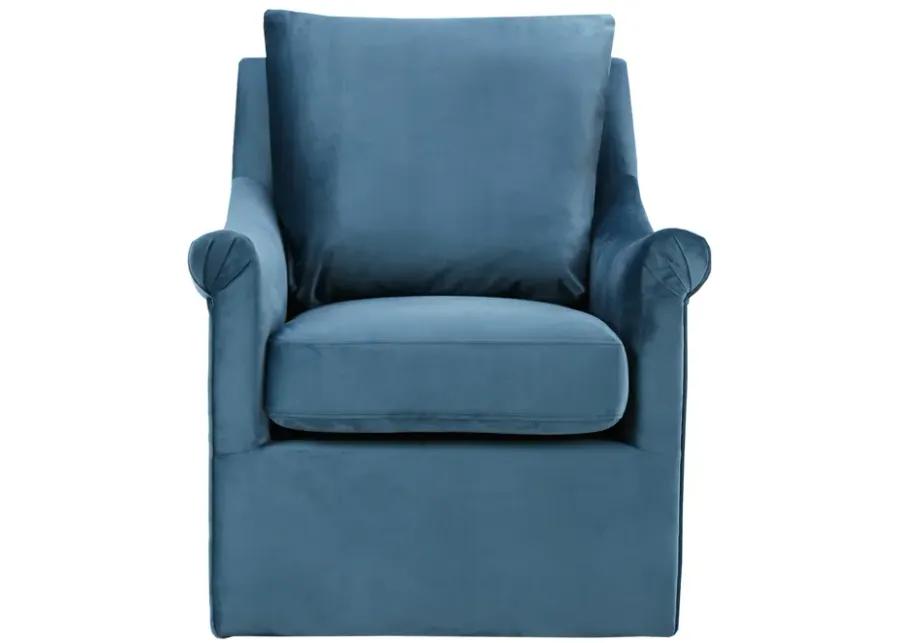 Madison Park Deanna Blue Upholstered Swivel Accent Chair