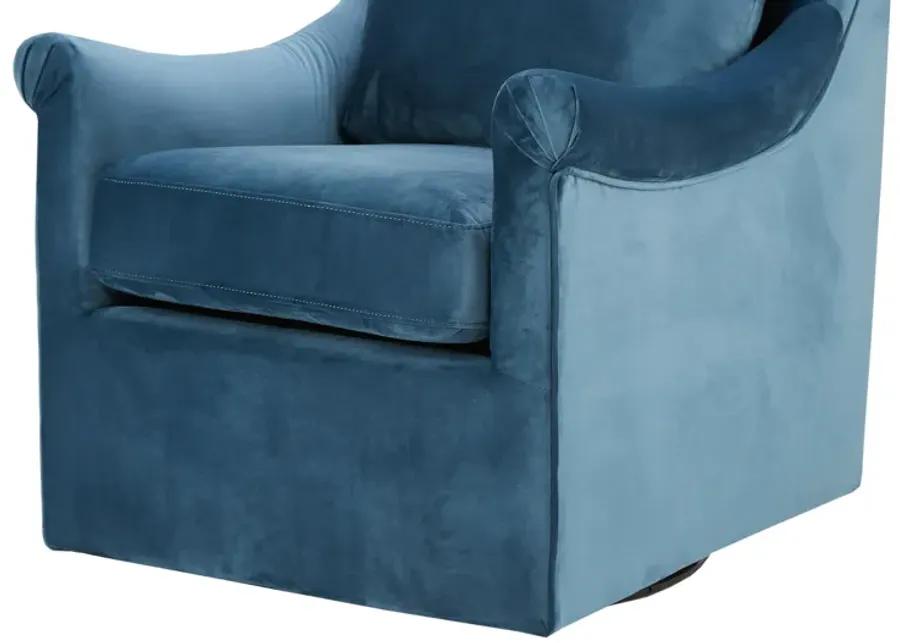 Madison Park Deanna Blue Upholstered Swivel Accent Chair