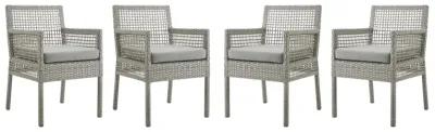 Aura Dining Armchair Outdoor Patio Wicker Rattan Set of 4