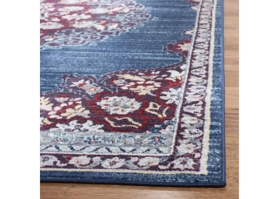 Brentwood 867 Navy / Burgundy 8' X 10' Large Rectangle Powerloomed Rug