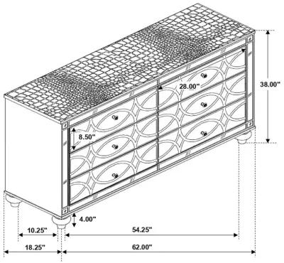 Gunnison 6-drawer Dresser Silver Metallic