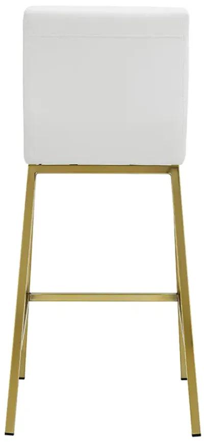 Scott Counter Stool in White and Matte Brushed Gold Legs - Set of 2