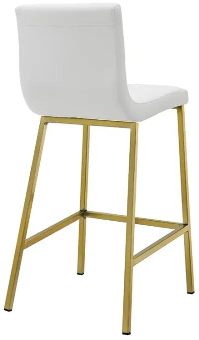 Scott Counter Stool in White and Matte Brushed Gold Legs - Set of 2