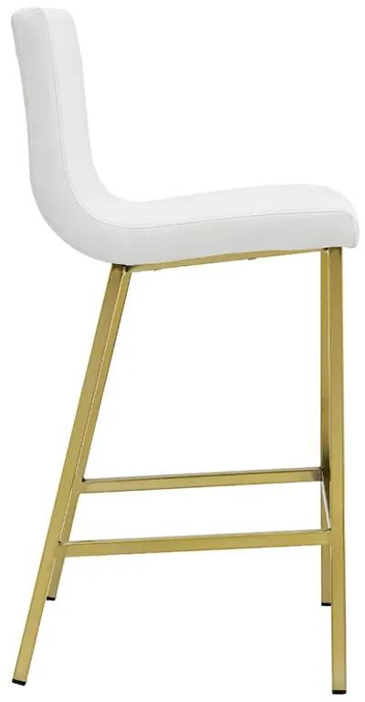 Scott Counter Stool in White and Matte Brushed Gold Legs - Set of 2