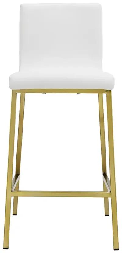 Scott Counter Stool in White and Matte Brushed Gold Legs - Set of 2