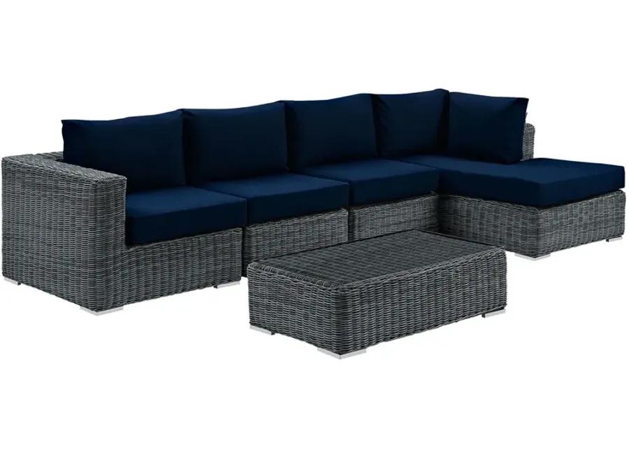 Summon 5 Piece Outdoor Patio Sunbrella® Sectional Set