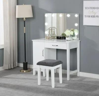 Elijah Vanity Set with LED Lights White and Dark Grey