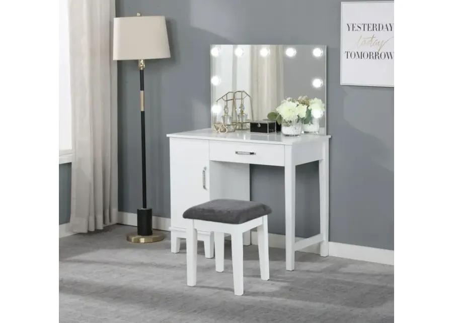 Elijah Vanity Set with LED Lights White and Dark Grey