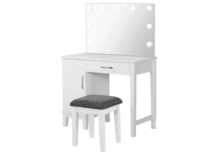 Elijah Vanity Set with LED Lights White and Dark Grey