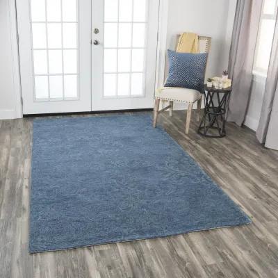 Fifth Avenue Blue Damask Wool 8' x 10' Rectangle Rug