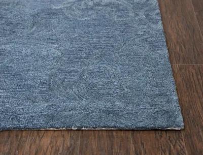 Fifth Avenue Blue Damask Wool 8' x 10' Rectangle Rug