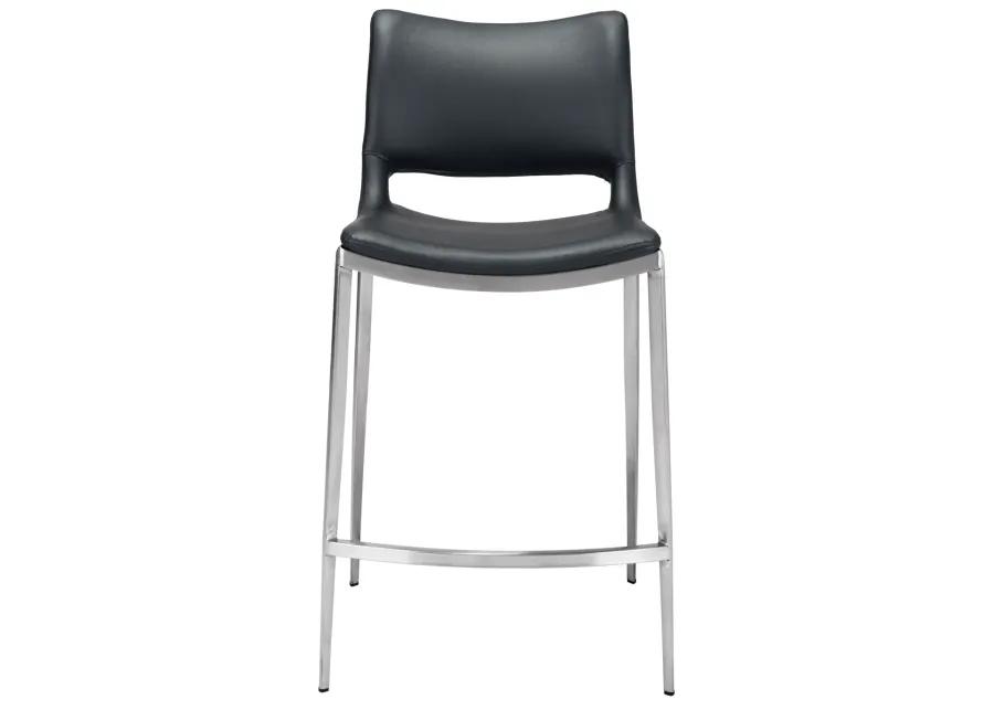 Ace Counter Stool (Set of 2) Black & Silver