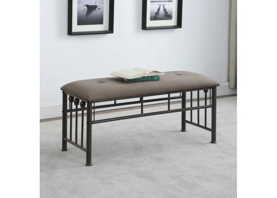 Livingston Upholstered Bench Brown and Dark Bronze