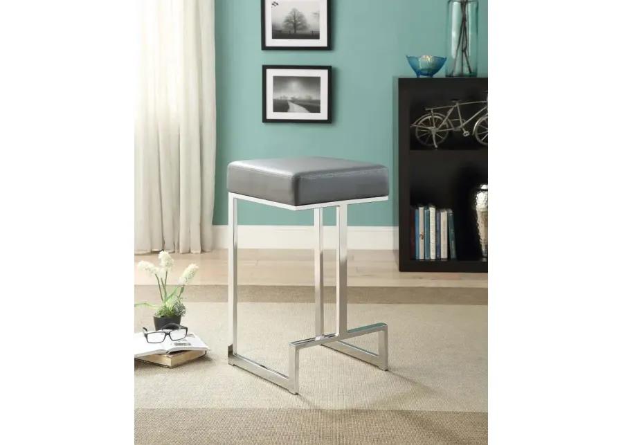 Gervase Square Counter Height Stool Grey and Chrome