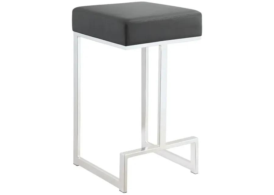 Gervase Square Counter Height Stool Grey and Chrome