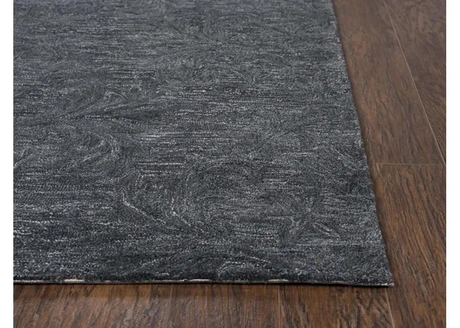 Fifth Avenue Dark Gray Damask Wool 10' x 13' Rectangle Rug