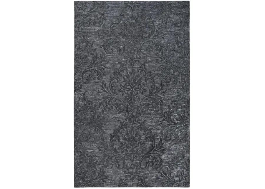 Fifth Avenue Dark Gray Damask Wool 10' x 13' Rectangle Rug