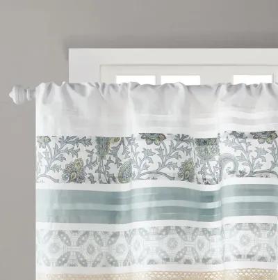 Madison Park Dawn Aqua Printed and Pieced Rod Pocket Valance