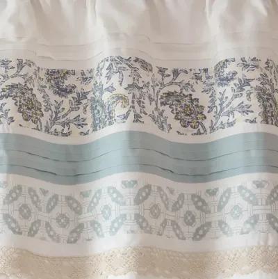 Madison Park Dawn Aqua Printed and Pieced Rod Pocket Valance